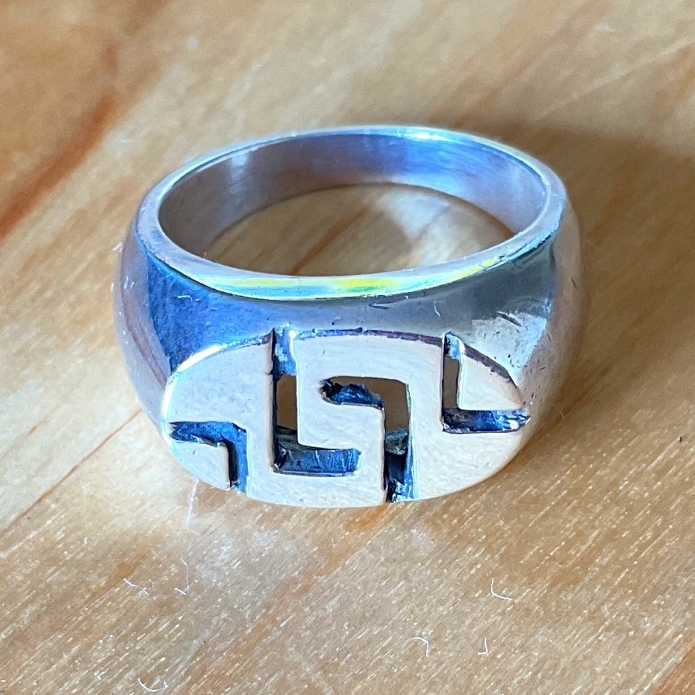 NWOT Sterling Silver 925 Greek Key Design Solid Ring Size US 7